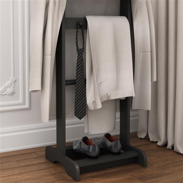 Portable Garment Rack,Clothes Valet Stand with Storage Organizer,Black Finish