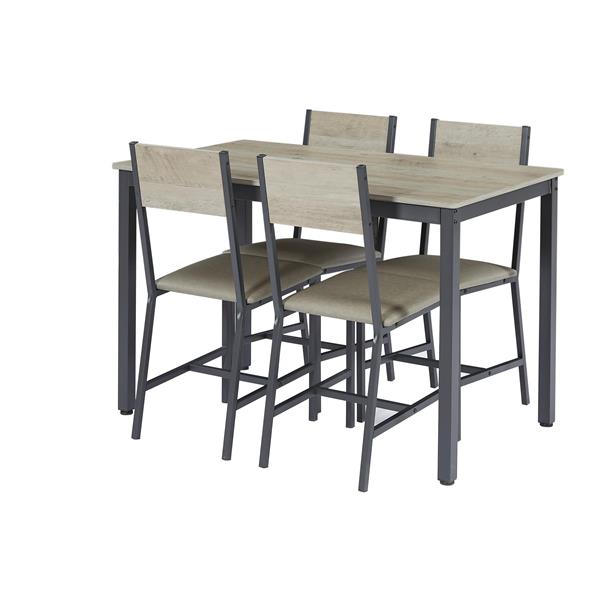 Dining Set for 5 Kitchen Table with 4 Upholstered Chairs, Grey, 47.2'' L x 27.6'' W x 29.7'' H.