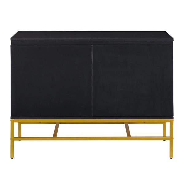 Minimalist & Luxury Cabinet Two Door Sideboard with Gold Metal Legs for Living Room, Dining Room (Black)