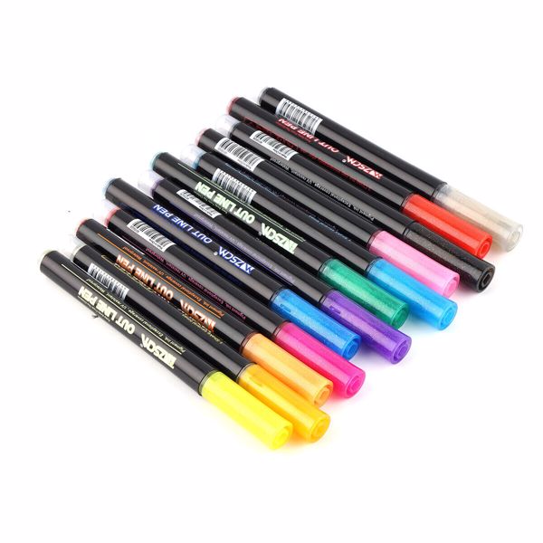 Drawing Marker Pens Double Line Outline Pens 21 Color Self Outline Metallic.