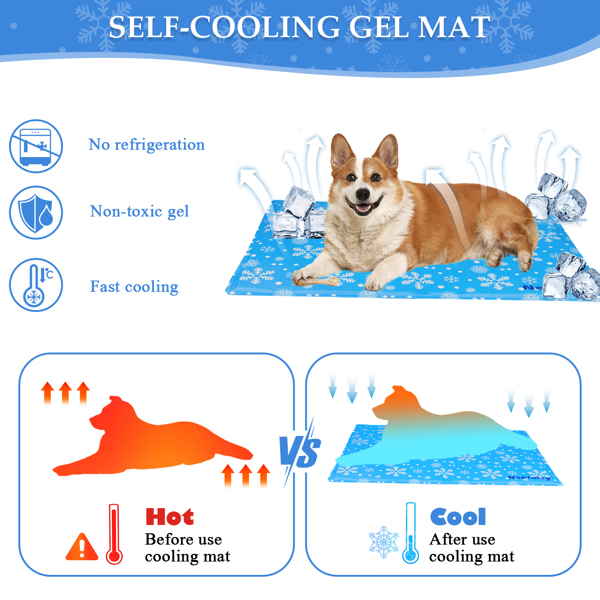 Dog Cooling Mats Large - Self Cooling Mat for Dogs and Cats, Non-toxic Gel Pet Cooling Mat, No Need to Refrigerate, Keep Pets Cool in Hot Summer for Indoor Outdoor, 90x50cm