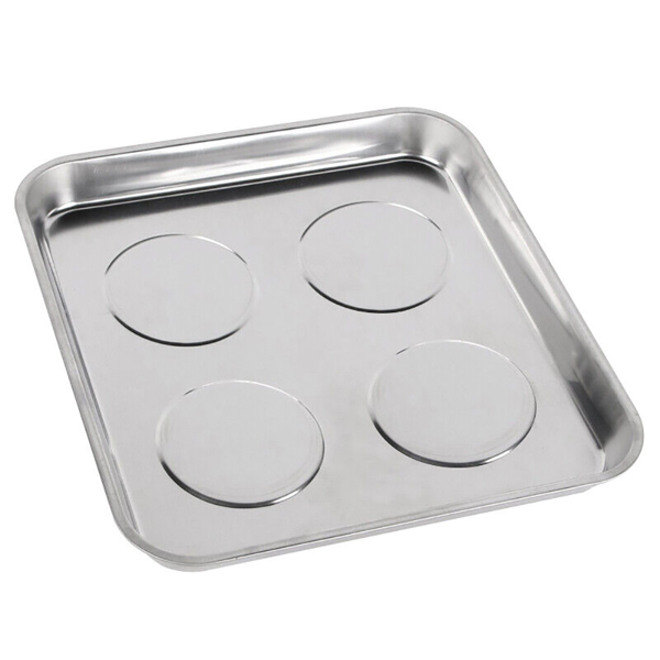 Large Magnetic Stainless Steel Tray Dish Tool Parts Holder Storage 10.5 x 11.5"