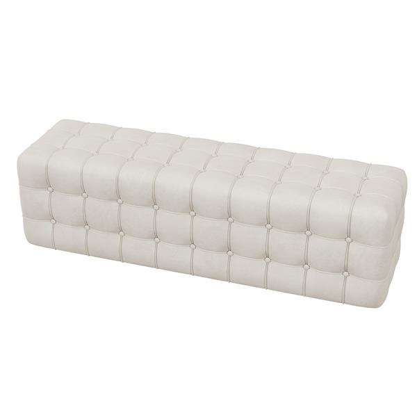 All Covered Velvet Upholstered Ottoman, Rectangular Footstool, Bedroom Footstool, No Assembly Required, Elegant and Luxurious, White