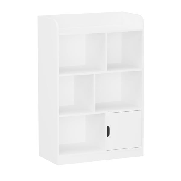 Kids Bookcase, Bookshelf with 6 Compartments,  Shelves and Cube Organizer, for Bedroom Living Room Office Closet School in White