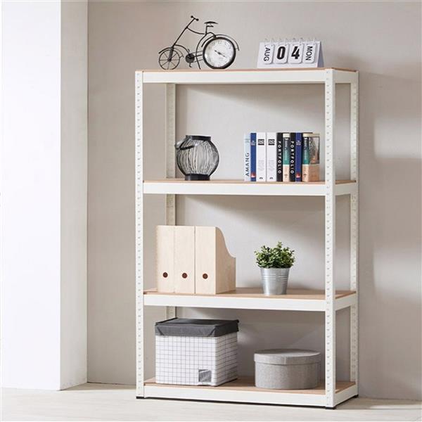 Storage Rack Shelving Unit Storage Shelf Steel Garage Utility Rack 4-Shelf Adjustable Shelves Heavy Duty Display Stand for Books, Kitchenware, Tools Boltless Assembly (White)