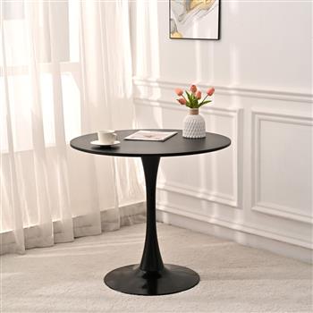 31.5\\" Round Dining Table, Mid-Century Black Tulip Table, Metal Base Pedestal Table for 2-4 Person,Easy Assembled Leisure Coffee Table