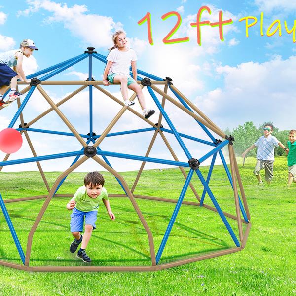 Kids Climbing Dome Tower - 12 ft Jungle Gym Geometric Playground Dome Climber Monkey Bars Play Center, Rust & UV Resistant Steel Supporting 1000 LBS