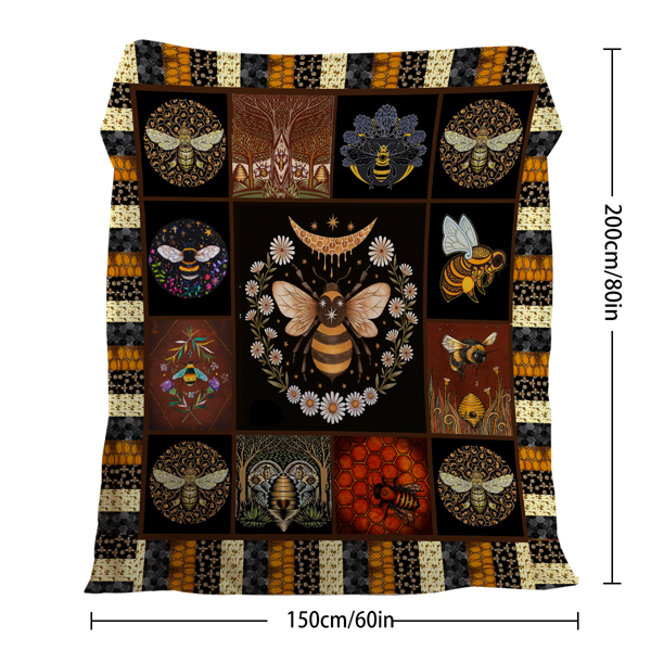 Bees Flannel Throw Blanket Throw Blanket  Fluffy Blanket Blanket