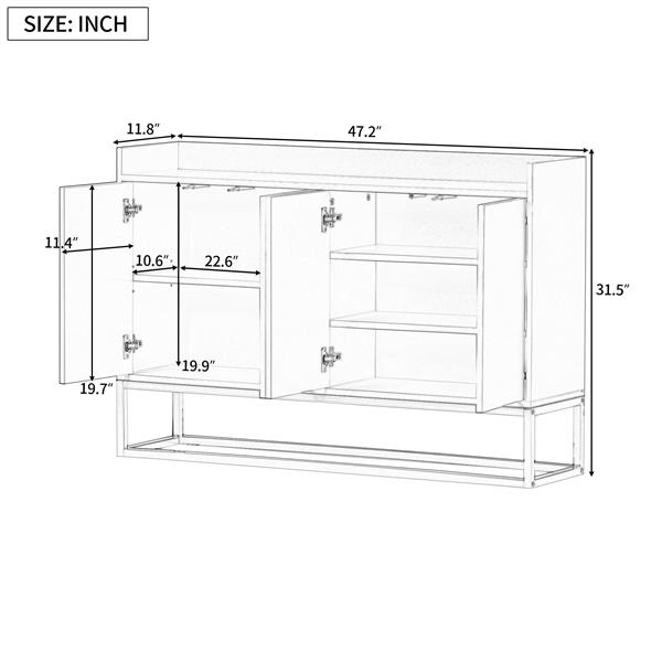 Modern Sideboard Elegant Buffet Cabinet with Large Storage Space for Dining Room, Entryway (White)