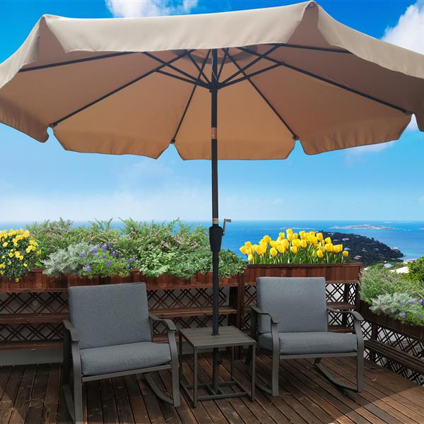 10 ft Patio Umbrella Market Table Round Umbrella Outdoor Garden with Crank and Push Button Tilt for Garden Deck Backyard Pool Shade Outside