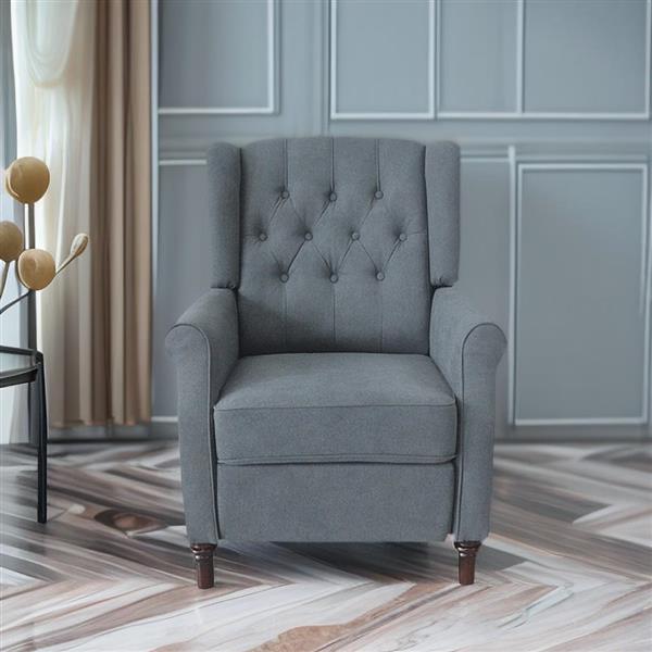 New Design Classic Dark Gray Waterproof Fabric Living Room Pull Button Sofa, High Back Manual Recliner Chair Cinema Home Theatre Cozy Recliner Sofa