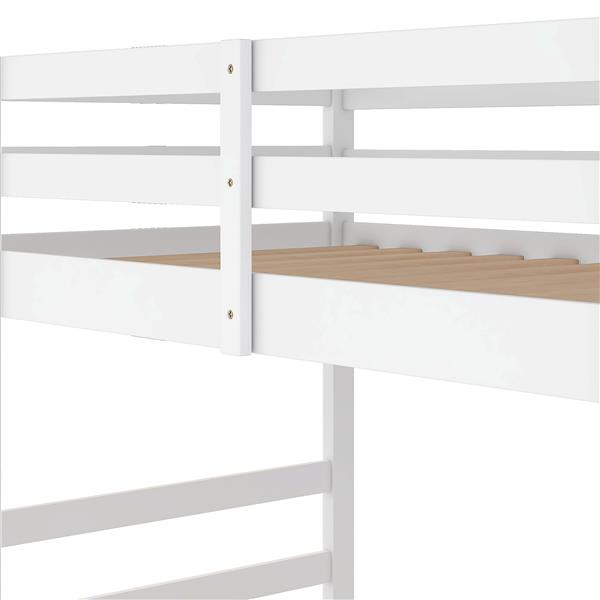 Twin Over Twin Bunk Bed with Ladder, White