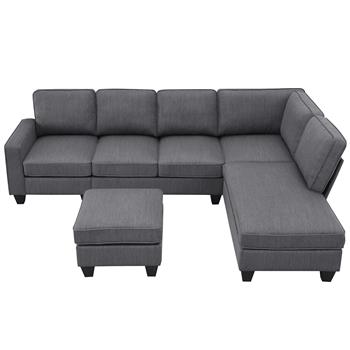 [VIDEO provided] [New] 104.3*78.7\\" Modern L-shaped Sectional <b style=\\'color:red\\'>Sofa</b>,7-seat Linen Fabric Couch Set