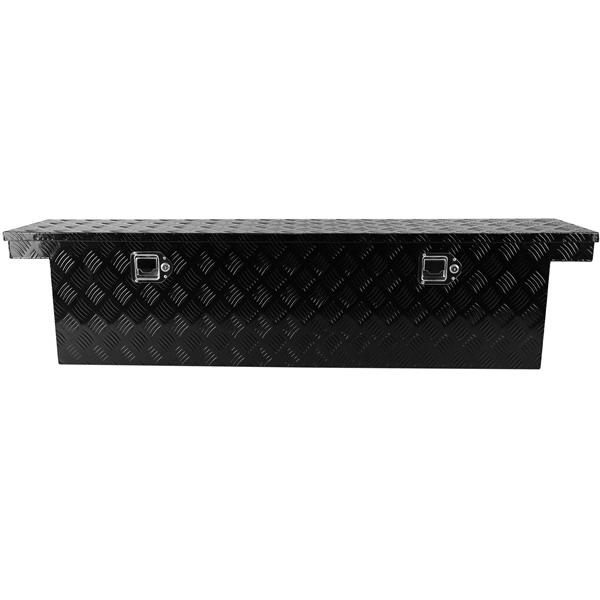 60.2"(L) x 12.2"(W) x 14.4"(H) Pickup Truck Bed Tool Box Trailer Tool Box for Bed of Truck,Aluminum Stripes Toolbox for Truck RV Tralier,Chrome Latch,Black Surface