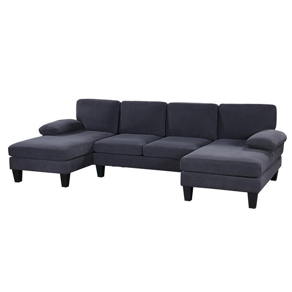 [VIDEO provided][New] 112*56" Granular Velvet Sofa,U-Shaped Couch with Oversized Seat,6-Seat Sofa Bed with Double Chaise,Comfortable and spacious indoor furniture for Living Room,Apartment,2 Colors