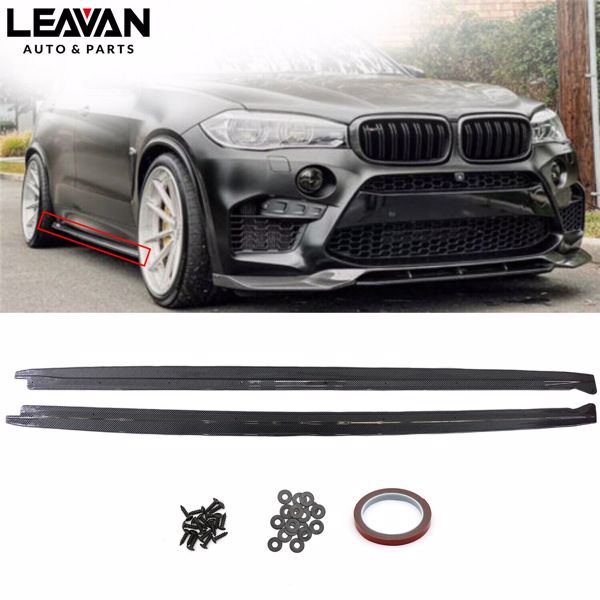 For BMW F15 X5 F85 X5M F16 X6 15-19 Carbon Fiber Look Side Skirt Extension Lip