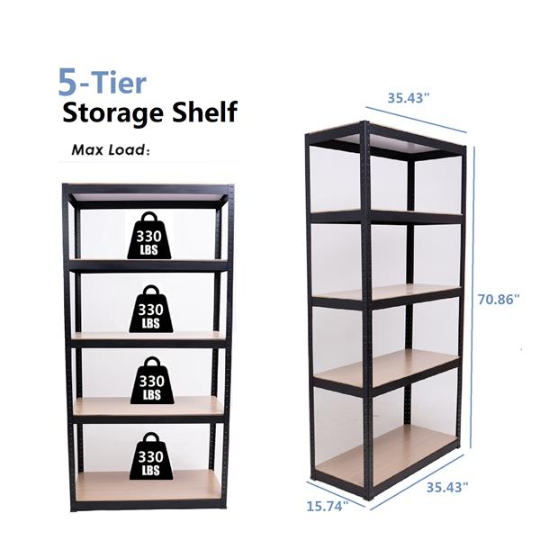 Storage Shelves -  5 Tier Adjustable Garage Storage Shelving, Heavy Duty Metal Storage Utility Rack Shelf Unit for Warehouse Pantry Closet Kitchen, 23.6" x 15.7" x 47.2", White