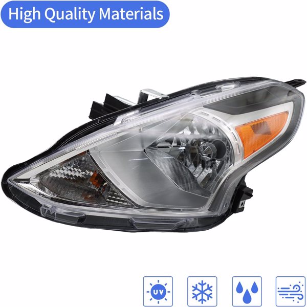 Headlights Assembly Fit for 2015 2016 2017 2018 2019 Nissan Versa Replacement Driver and Passenger Side(Replacement Chrome Housing)