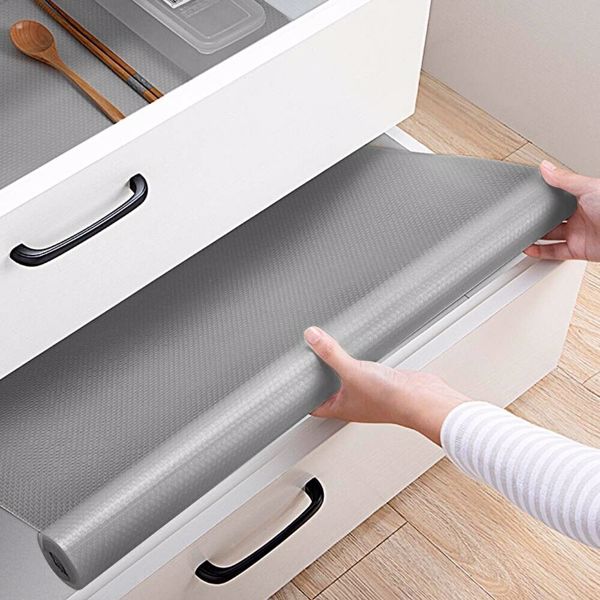 Bulk Roll - 45Cm x 500Cm Non-Slip Grey Waterproof Drawer Shelf Liner Mat UK