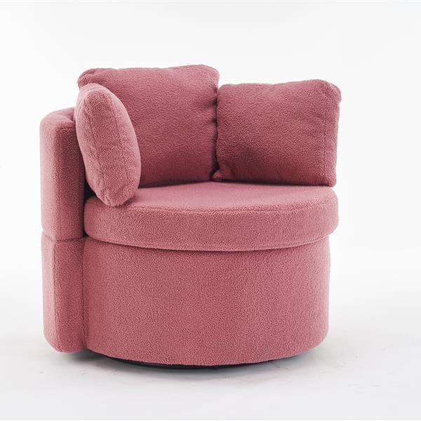 Fabric Swivel And Storage Chair With Back Cushion For Living Room,Dark Pink