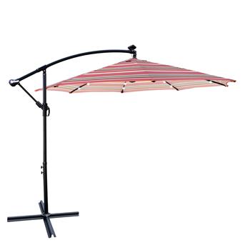 10 ft Outdoor Patio Umbrella Solar Powered LED Lighted Sun Shade Market Waterproof 8 Ribs Umbrella with Crank and Cross Base for Garden Deck Backyard Pool Shade Outside Deck Swimming Pool