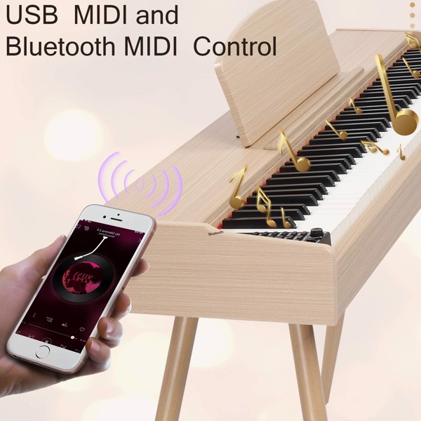 【Do Not Sell on Amazon】GDP-203 88 Key Standard Full Weighted Keyboards Digital Piano with Metal Stand, Power Adapter, Triple Pedals, Headphone, for All Experience Levels Natural Technology Wood