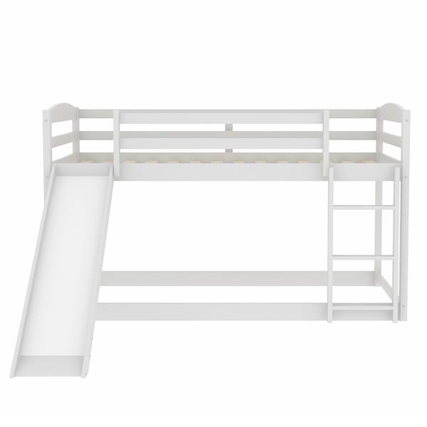 Twin over Twin Bunk Bed with Convertible Slide and Ladder , White