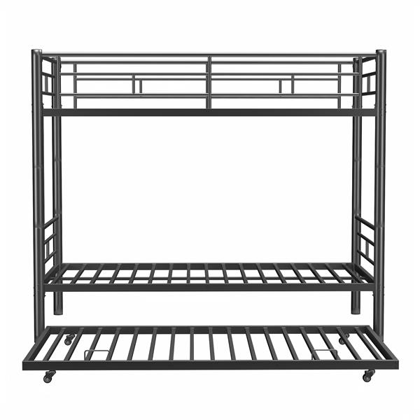 Heavy-duty Sturdy Meta Twin over Twin Bunk Bed/l/ Noise Reduced/ Safety Guardrail/No Box Spring Needed,Black