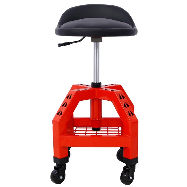 Pneumatic 360 Degree Swivel Stool, Mechanics Rolling Creeper Seat, Heavy Duty Rolling Mechanics Stool, Shop Stool with Casters red