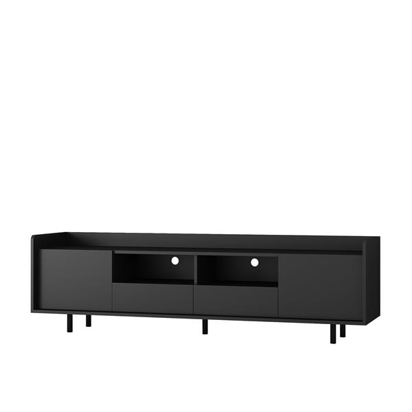 High Gloss TV Stand with LED Light for TVs up to 70 inche, Modern Home Entertainment Center with Open Shelves and Drawers, Media Console TV Stand for Living Room