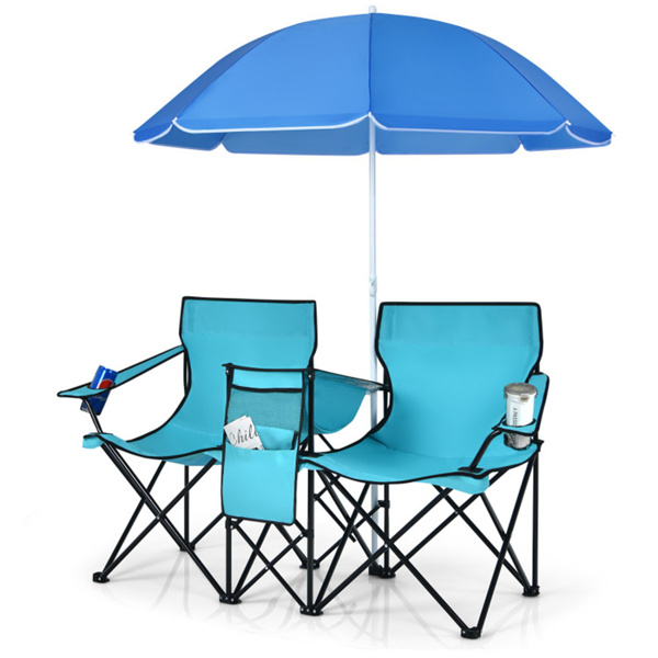 Outdoor camping chair with umbrella