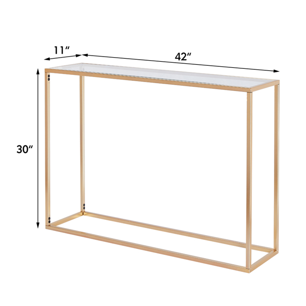 Sofa Tables, Tempered Glass Porch Table, Console Tables for Entryway, Behind Couch Table, Entry Table with Gold Metal Frame, Hallway Table for Living Room, Entrance Hall Furniture