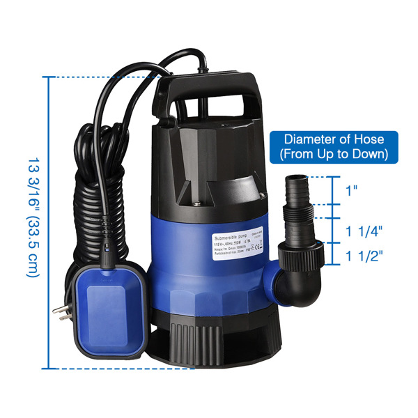 3/4HP 2642 GPH 550W Submersible Dirty Clean Water Pump Swimming Pool Pond Flood Drain Heavy Duty Water Transfer（(not shipped on weekends)