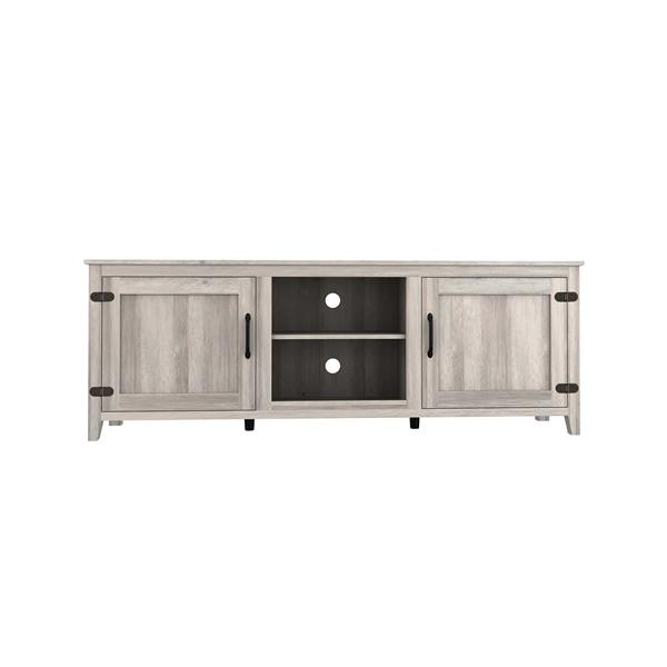 TV Stand Storage Media Console Entertainment Center With Two Doors, Grey Walnut