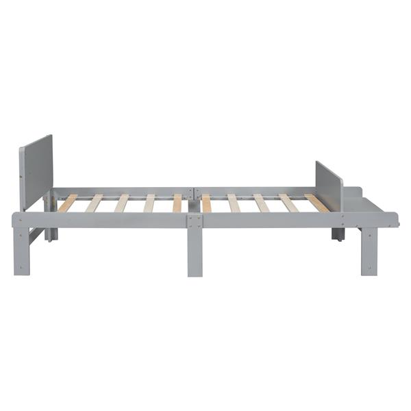 Twin Bed with Footboard Bench,Grey