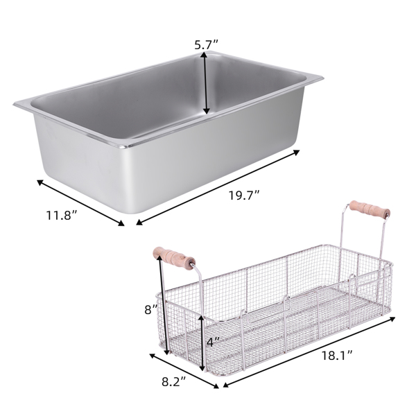 【Replace the old encoding 82308600】Eh83O 110V Oil Consumption 12.7Qt/12L Oil Pan Total Capacity 23.26Qt/22L Stainless Steel Large Single-Cylinder Electric Fryer 5000W Max