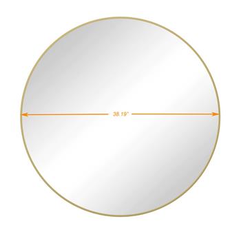 Wall Mirror 39 Inch Gold Circular Mirror Metal Framed Mirror Round Vanity Mirror Dressing Mirror, for Bathroom, Living Room, Bedroom Wall Decor