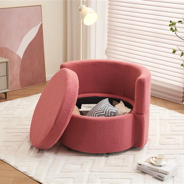 Fabric Swivel And Storage Chair With Back Cushion For Living Room,Dark Pink