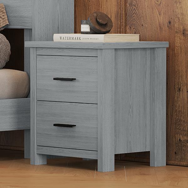 Vintage Two Drawer Wooden Nightstand, Simple and Generous, Large Storage Space,Light Gray