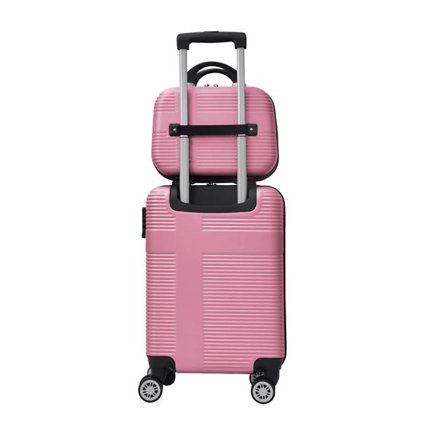 Luggage 4 Piece Set with Spinner Wheels, Hardshell Lightweight Suitcase with TSA Lock,Checked Luggage,Pink(12/20/24/28in)