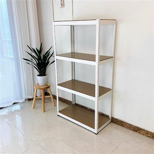 Storage Rack Shelving Unit Storage Shelf Steel Garage Utility Rack 4-Shelf Adjustable Shelves Heavy Duty Display Stand for Books, Kitchenware, Tools Boltless Assembly (White)