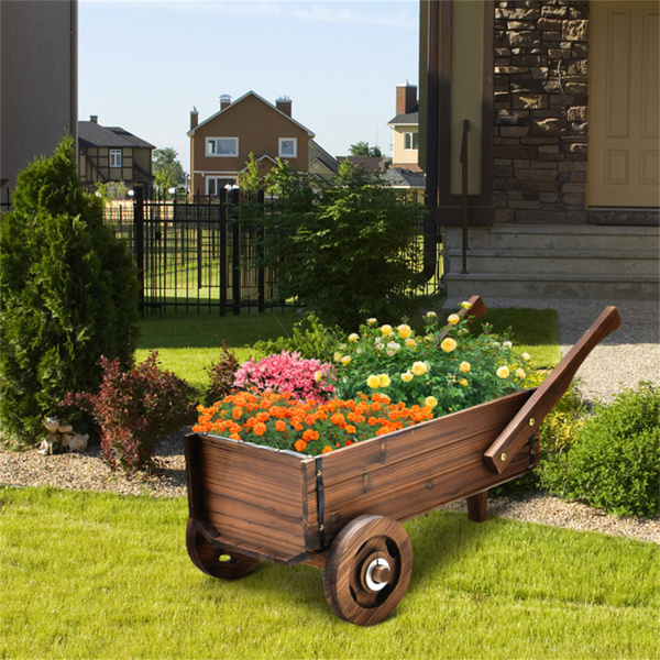 Wooden Wagon Planter Box 