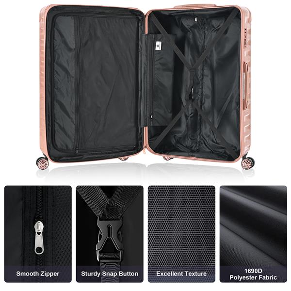 Luggage Sets New Model Expandable ABS+PC 3 Piece Sets with Spinner Wheels Lightweight TSA Lock (20/24/28),ROSE LD