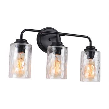 3-Light with Clear Glass Glacier Shade Unique Hand-make Lampshade Industrial Indoor Light Fixture for Bathroom Living Room Bedroom E26 Socket [No Bulb][Unable to ship on weekends, please note that]