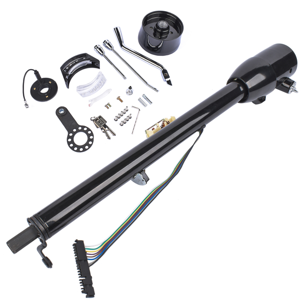 32" Black Stainless Automatic Tilt Steering Column Shift with Key, Adapter