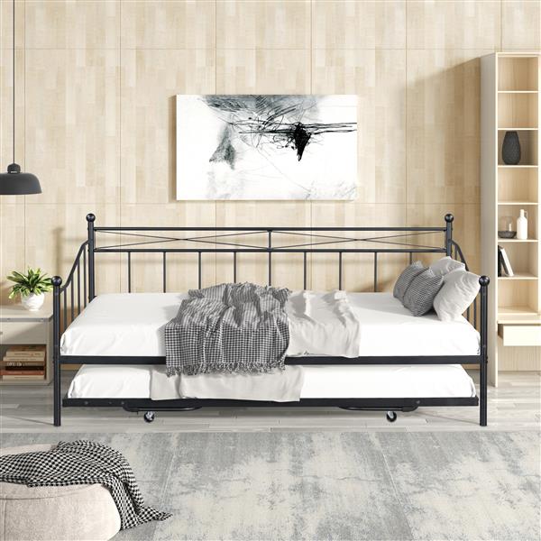 Metal Daybed with Pop-up Trundle