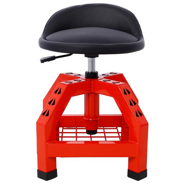 Pneumatic 360 Degree Swivel Stool, Mechanics Rolling Creeper Seat, Heavy Duty Rolling Mechanics Stool, Shop Stool with Casters red