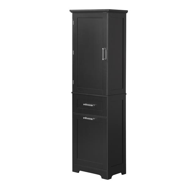 Tall Bathroom Storage Cabinet,  Storage Cabinet with Two Different Size Drawers and Adjustable Shelf, MDF Board with Painted Finish, Black