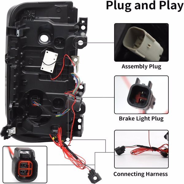 Full LED Taillight Assembly Fit for 2021 2022 2023 2024 Ford Bronco, Upgrade Rear Brake Lamps Stop Taillight With Dynamic Running Light, Halogen Model Only, Smoked Cover