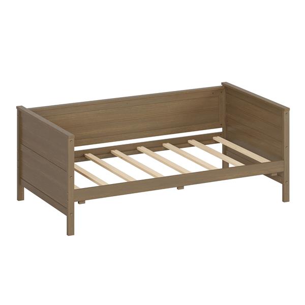 Twin Size Solid Wood Daybed with Two Drwaers for Kids Teens Dorm Bedroom Multipurpose Guest Room or Home, Walnut